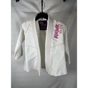 Hawk Jiu Jitsu BJJ Gi Jacket White Pink Contrast Stitching Youth Kids Size K0